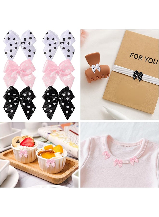 30 قطعة من أشرطة صغيرة من شريط ساتان 1 بوصة، أقواس صغيرة وردية منقطة للحرف اليدوية، خياطة يدوية الصنع، صناديق تغليف هدايا حفلة عيد الميلاد في حفلة عيد الميلاد، زينة ألبوم القصاصات - Image 4